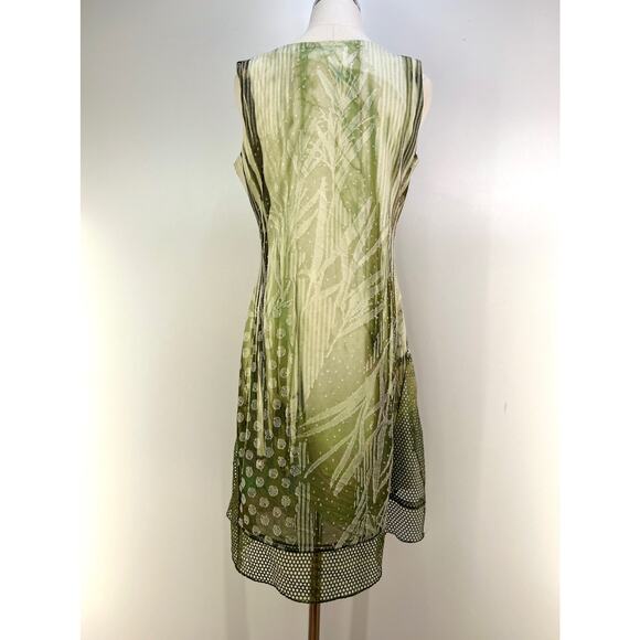 Alberto Makali Green Sleeveless Dress Asymmetrical Handkerchief Mesh Hem - Picture 7 of 7